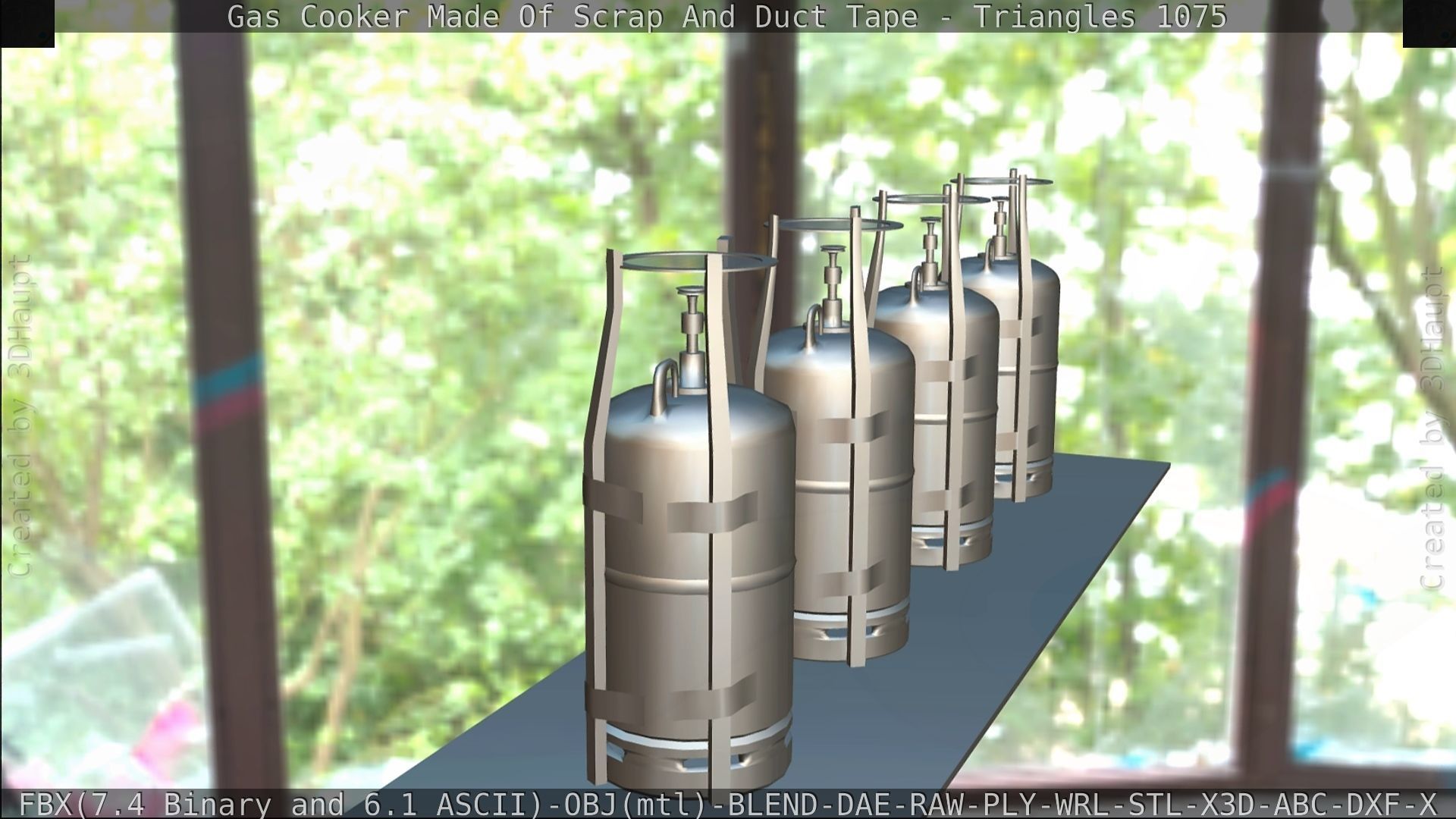 Gas Cooker Made Of Scrap And Duct Tape Low-poly 3D model_103