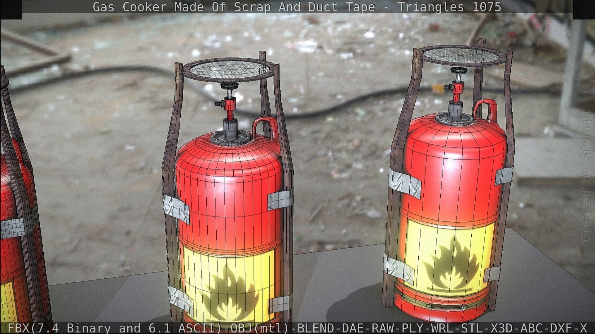 Gas Cooker Made Of Scrap And Duct Tape Low-poly 3D model_59