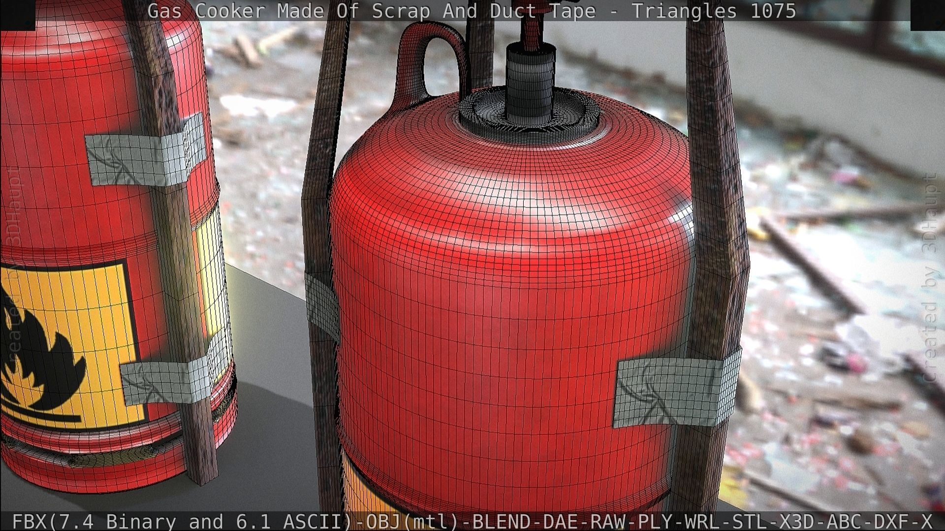 Gas Cooker Made Of Scrap And Duct Tape Low-poly 3D model_80