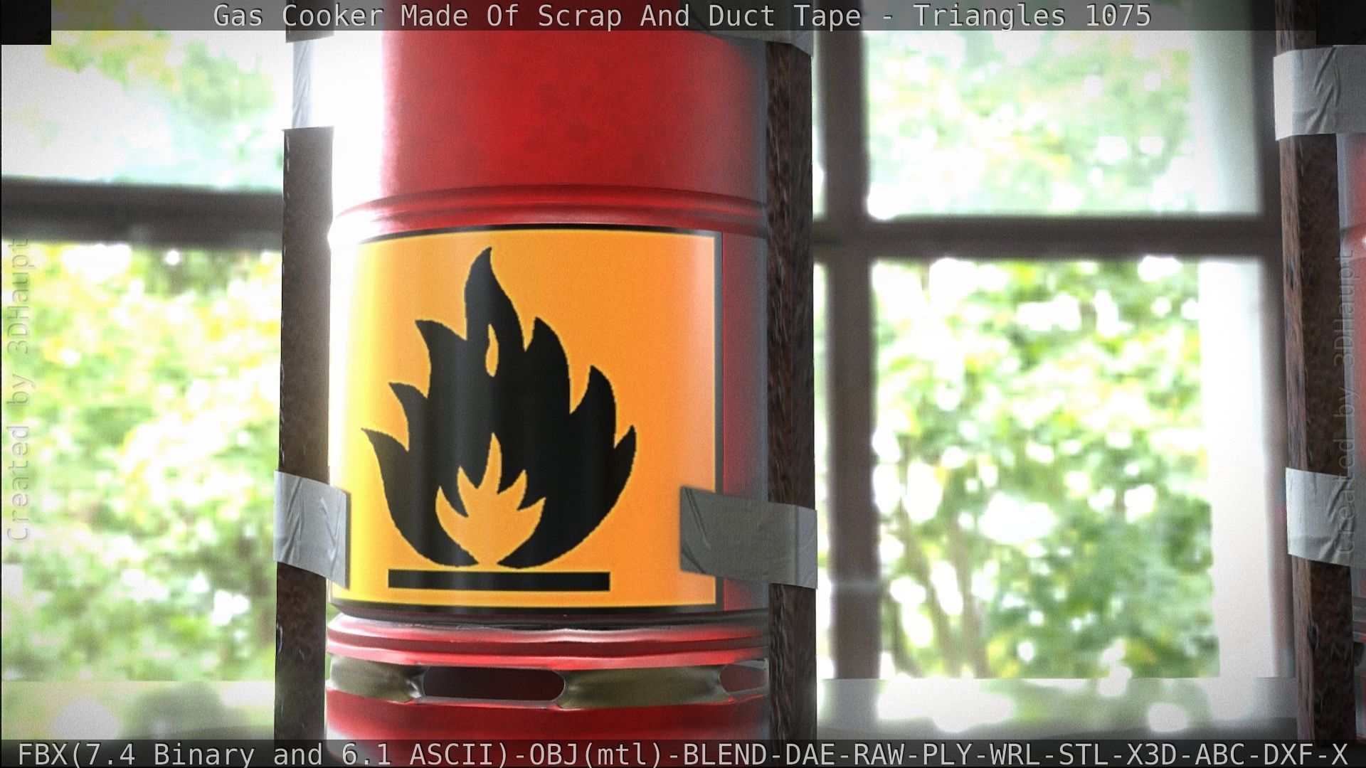 Gas Cooker Made Of Scrap And Duct Tape Low-poly 3D model_158