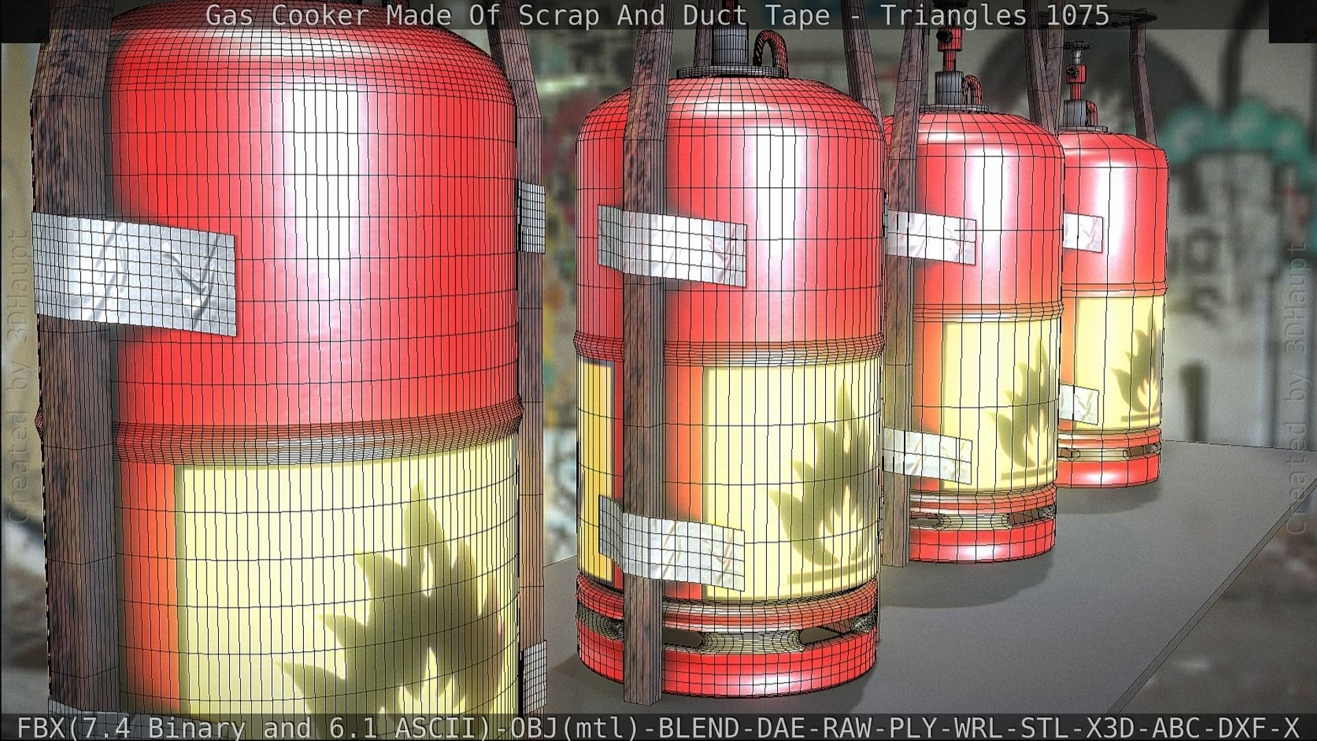 Gas Cooker Made Of Scrap And Duct Tape Low-poly 3D model_82