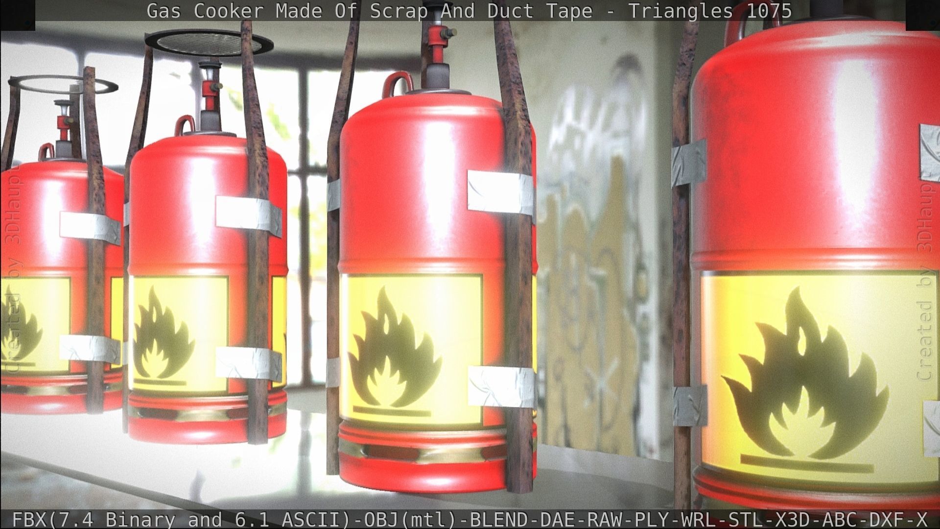 Gas Cooker Made Of Scrap And Duct Tape Low-poly 3D model_149