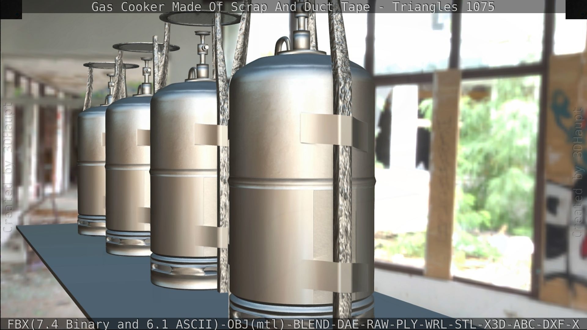 Gas Cooker Made Of Scrap And Duct Tape Low-poly 3D model_110