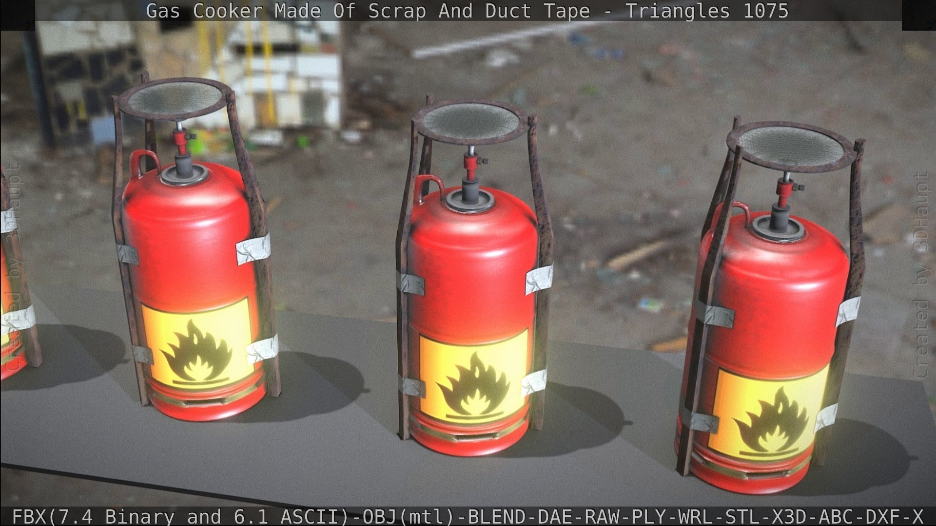 Gas Cooker Made Of Scrap And Duct Tape Low-poly 3D model_185