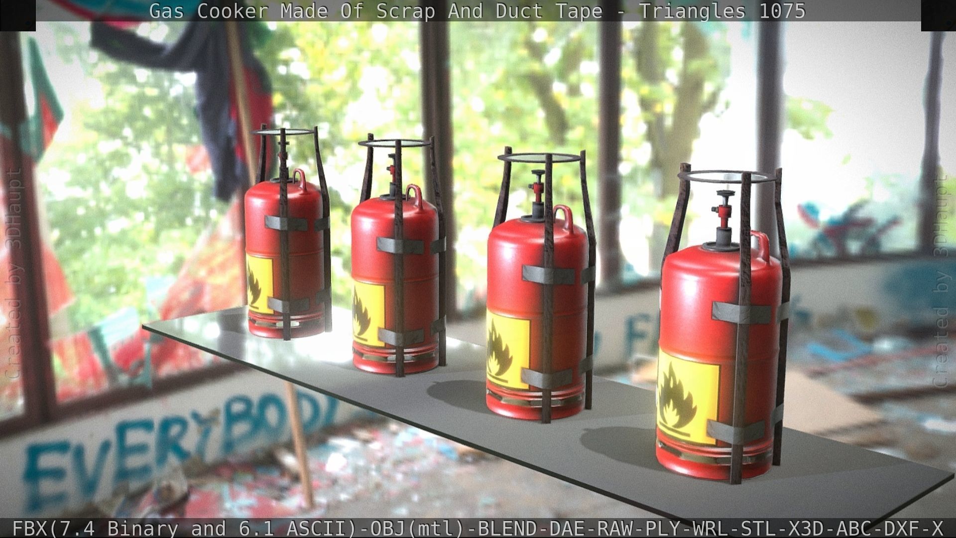 Gas Cooker Made Of Scrap And Duct Tape Low-poly 3D model_12