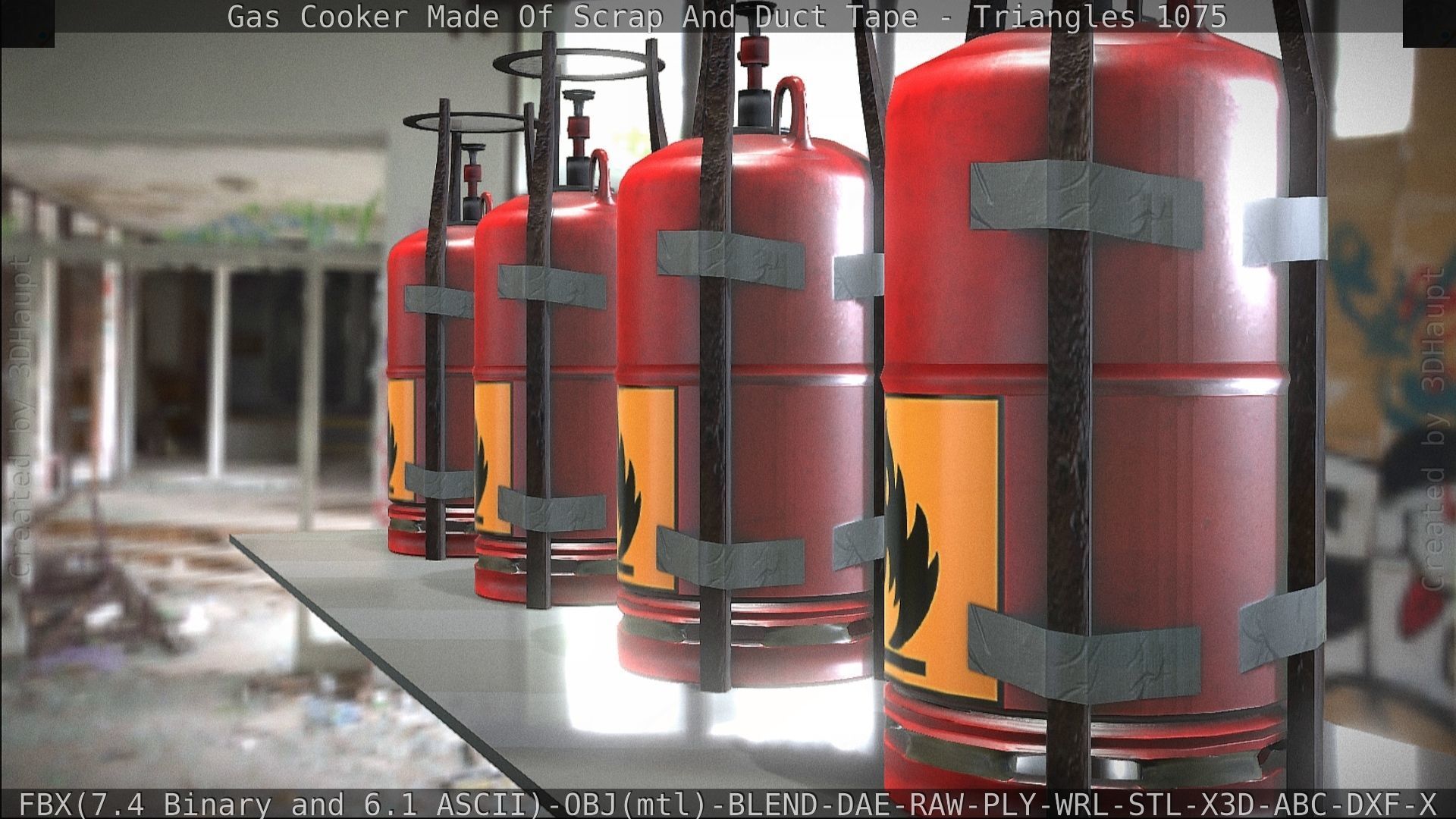 Gas Cooker Made Of Scrap And Duct Tape Low-poly 3D model_134