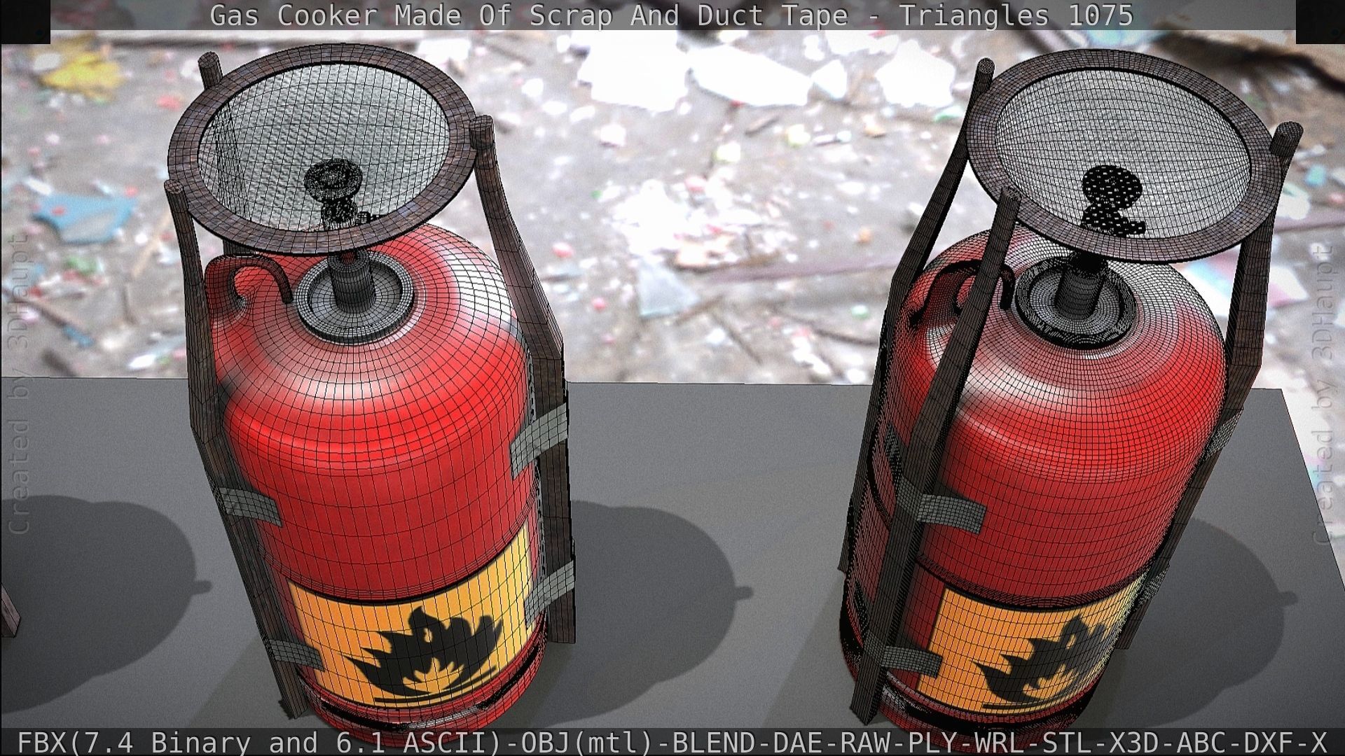 Gas Cooker Made Of Scrap And Duct Tape Low-poly 3D model_76