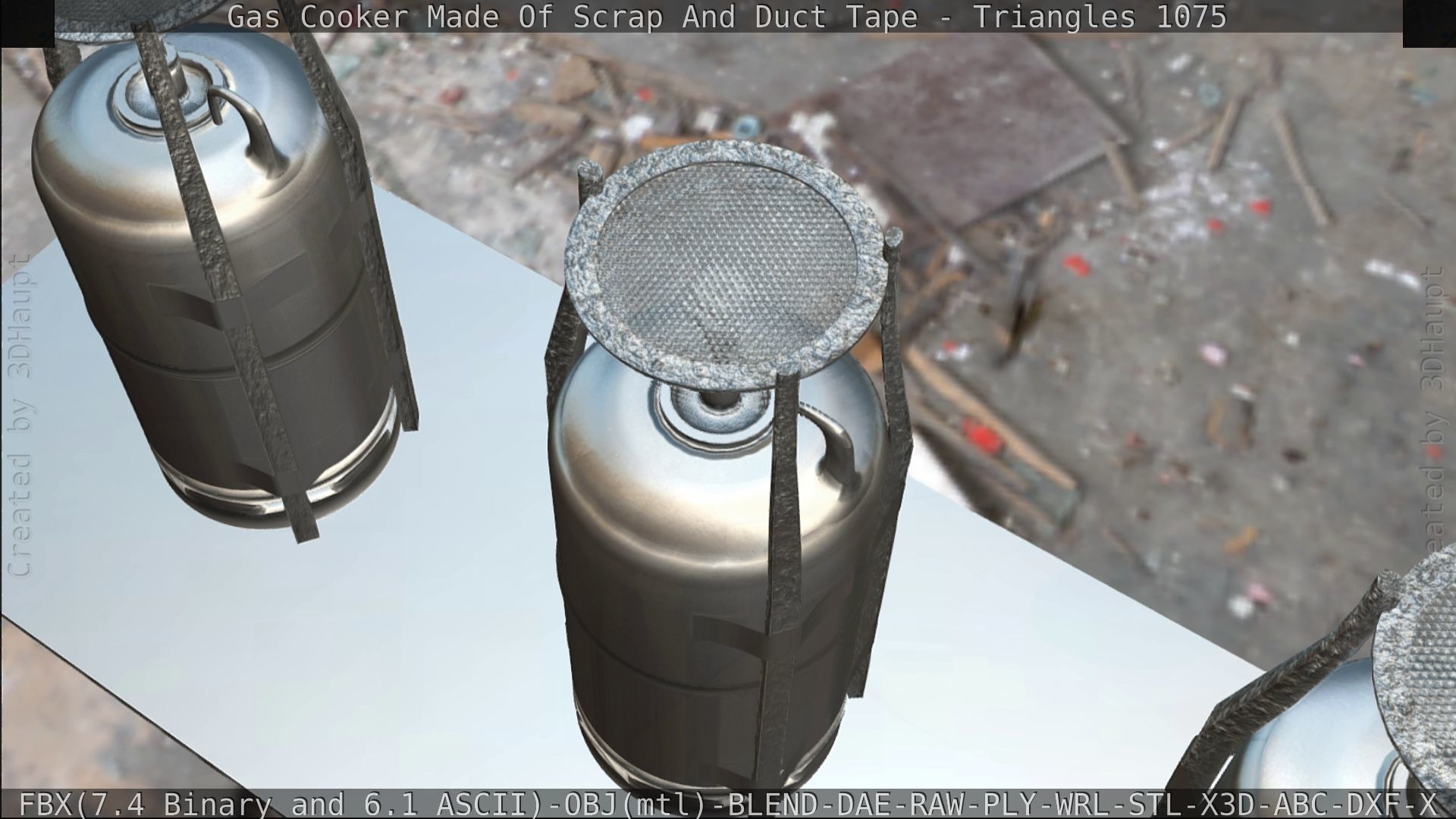 Gas Cooker Made Of Scrap And Duct Tape Low-poly 3D model_115