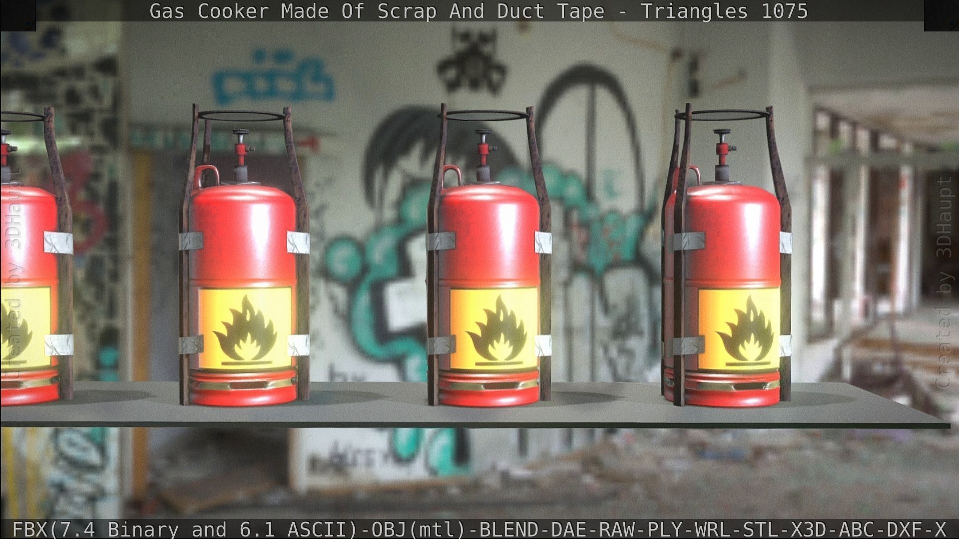 Gas Cooker Made Of Scrap And Duct Tape Low-poly 3D model_177