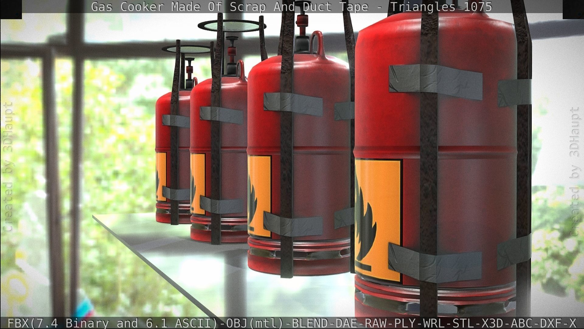 Gas Cooker Made Of Scrap And Duct Tape Low-poly 3D model_135