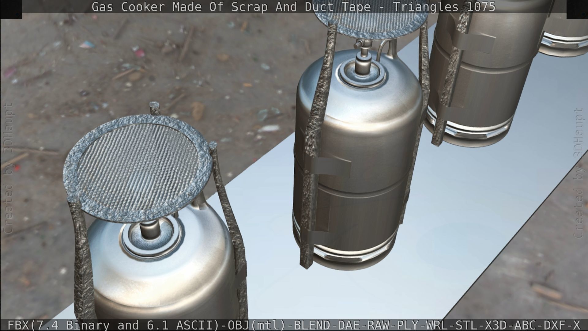 Gas Cooker Made Of Scrap And Duct Tape Low-poly 3D model_116