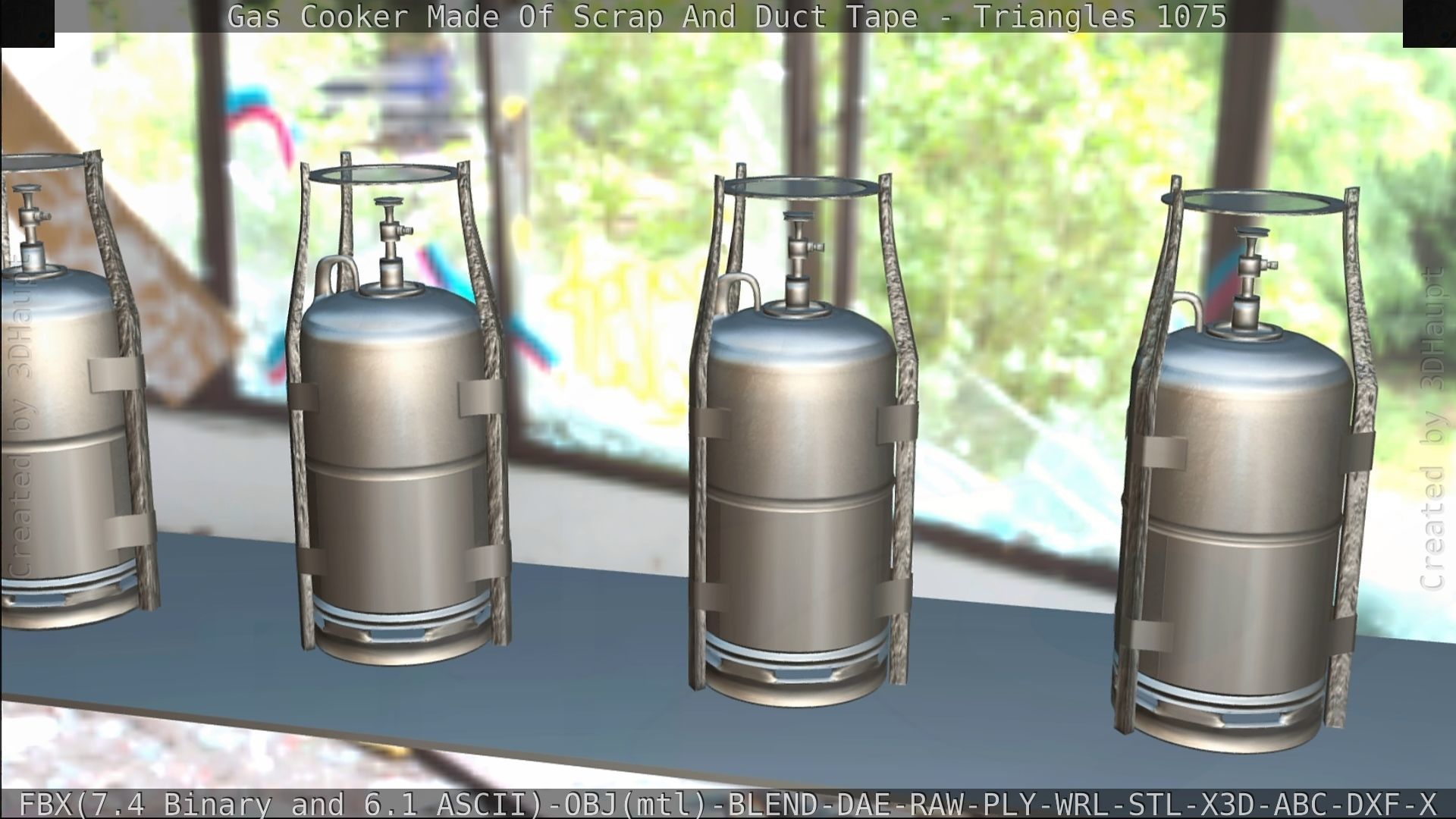 Gas Cooker Made Of Scrap And Duct Tape Low-poly 3D model_107