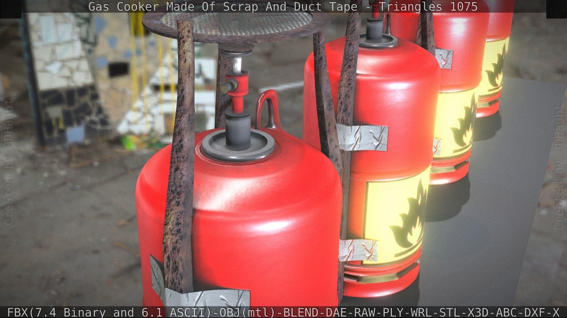 Gas Cooker Made Of Scrap And Duct Tape Low-poly 3D model_26