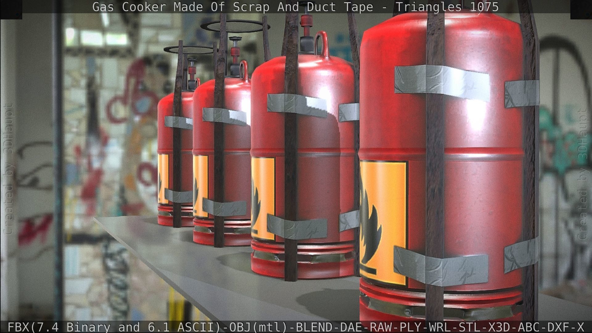 Gas Cooker Made Of Scrap And Duct Tape Low-poly 3D model_132