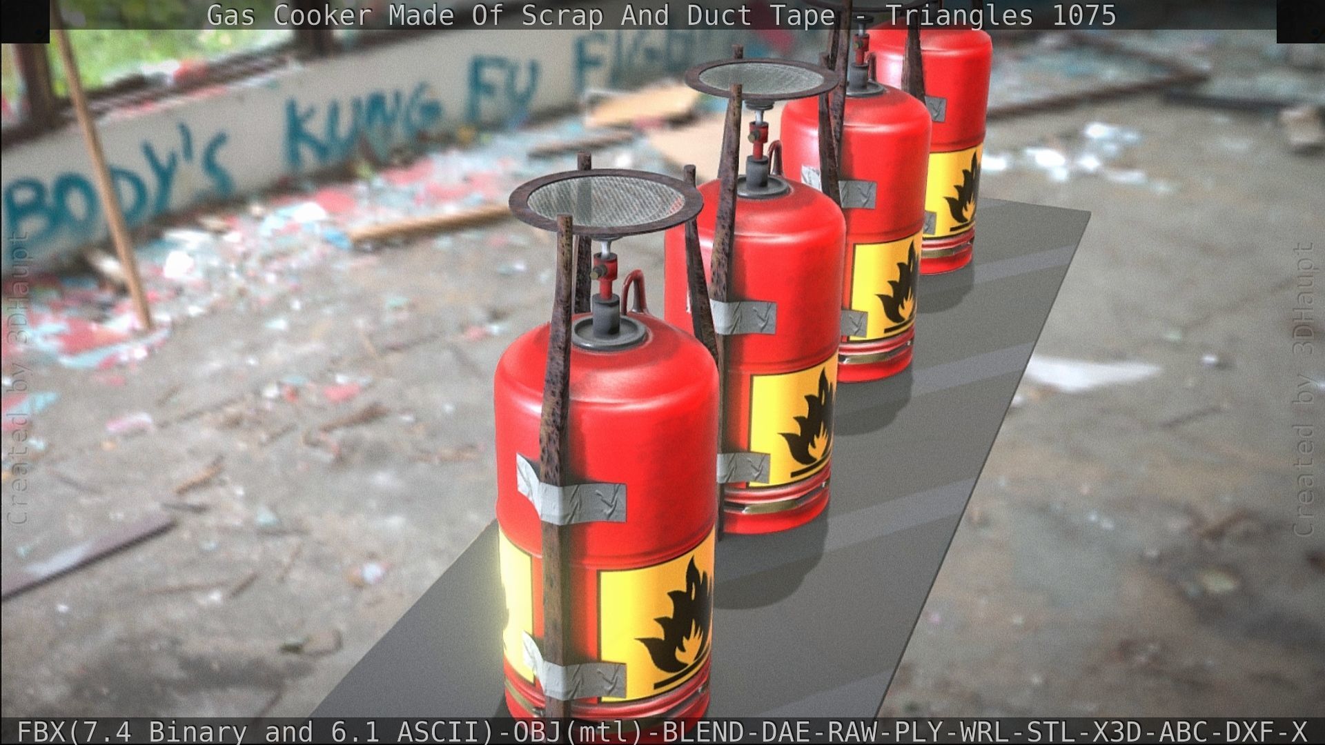 Gas Cooker Made Of Scrap And Duct Tape Low-poly 3D model_141