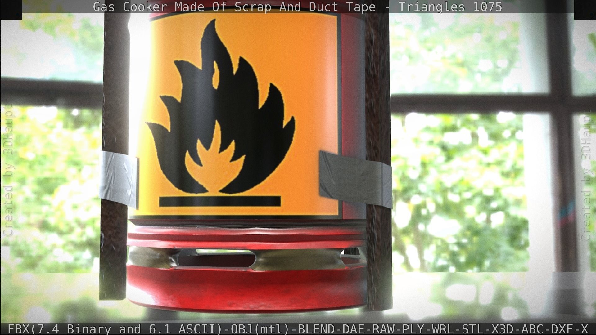 Gas Cooker Made Of Scrap And Duct Tape Low-poly 3D model_156