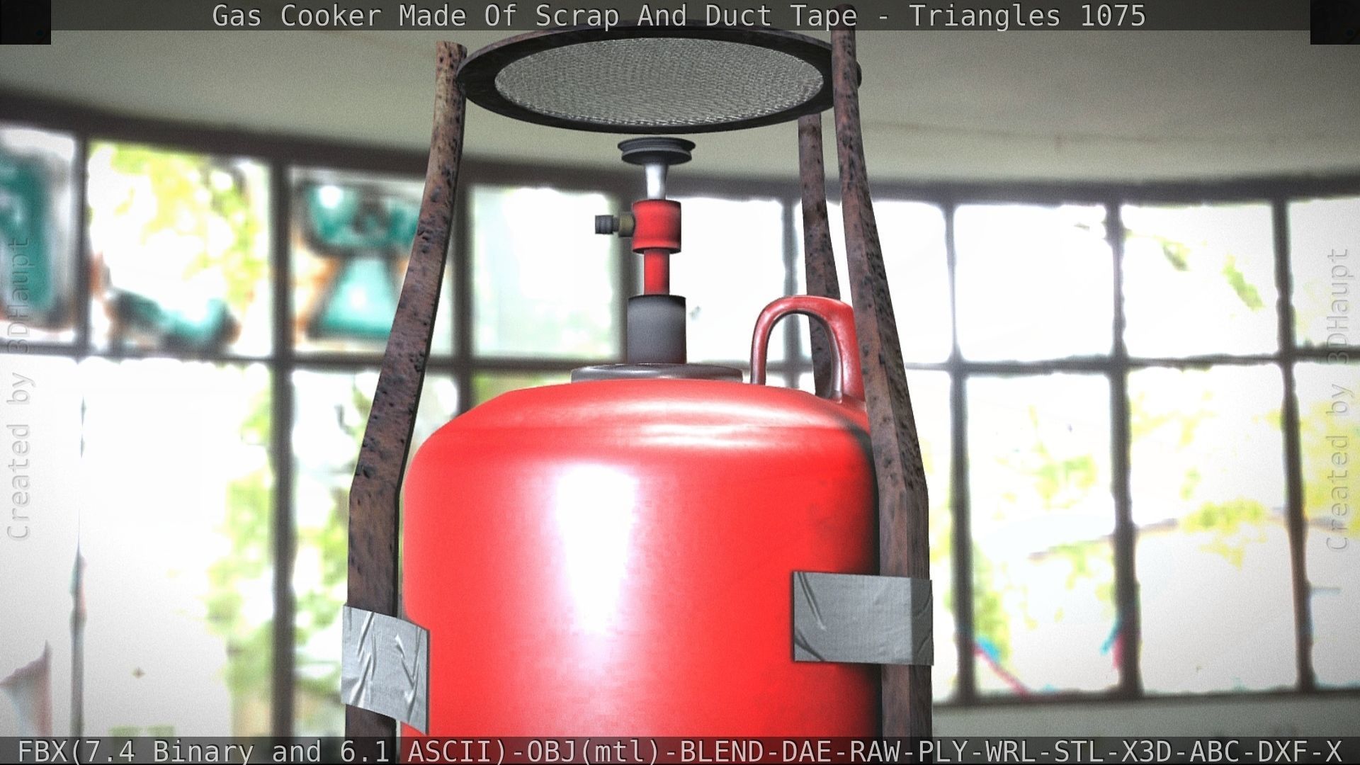 Gas Cooker Made Of Scrap And Duct Tape Low-poly 3D model_28
