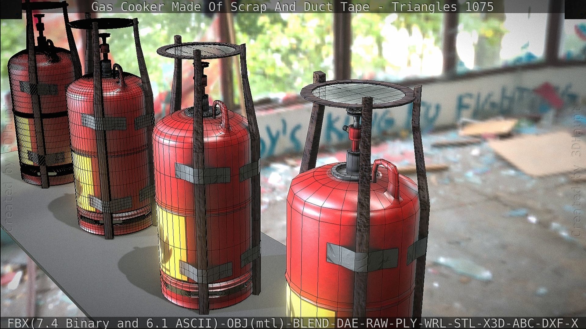 Gas Cooker Made Of Scrap And Duct Tape Low-poly 3D model_64