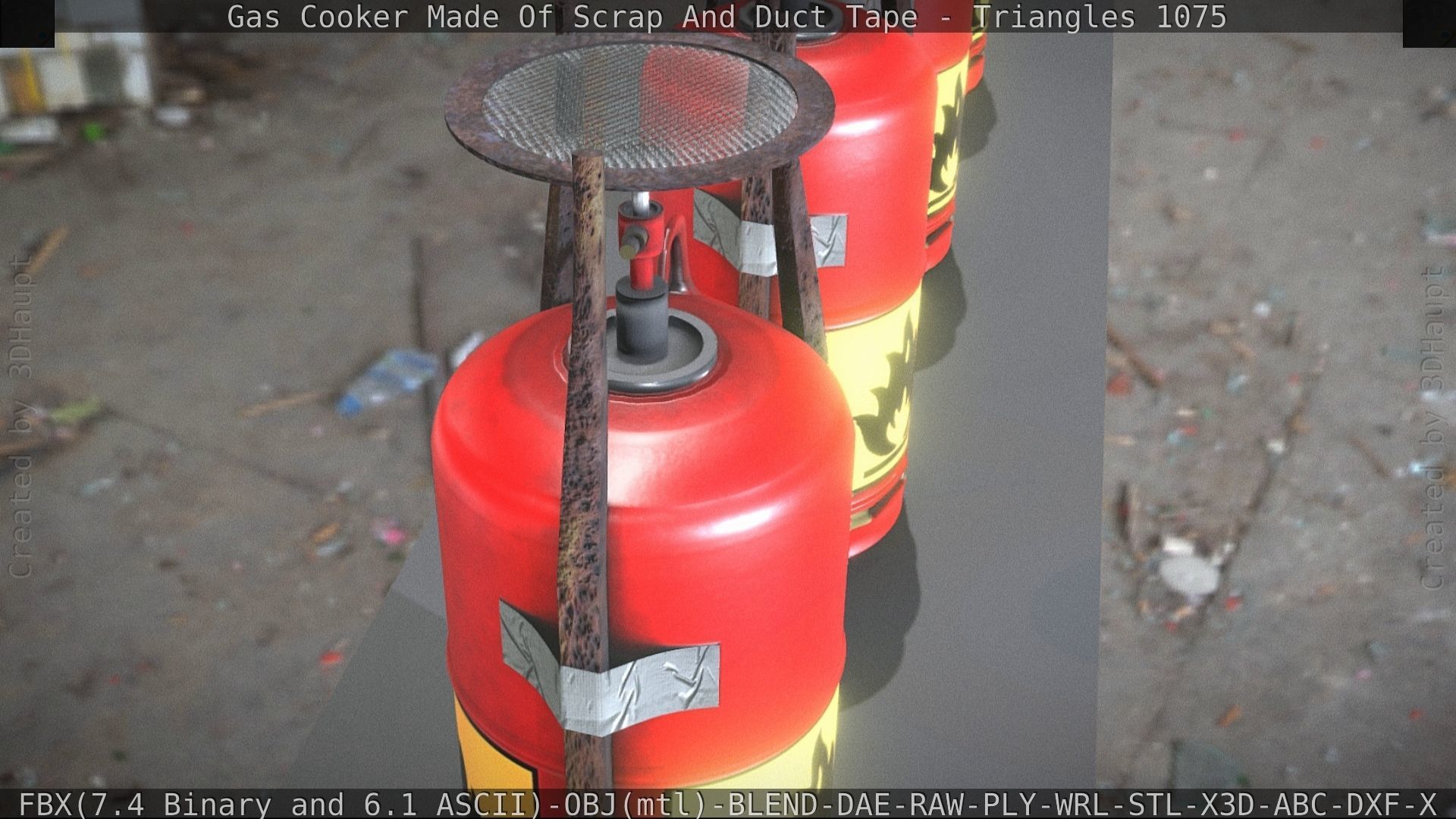 Gas Cooker Made Of Scrap And Duct Tape Low-poly 3D model_39