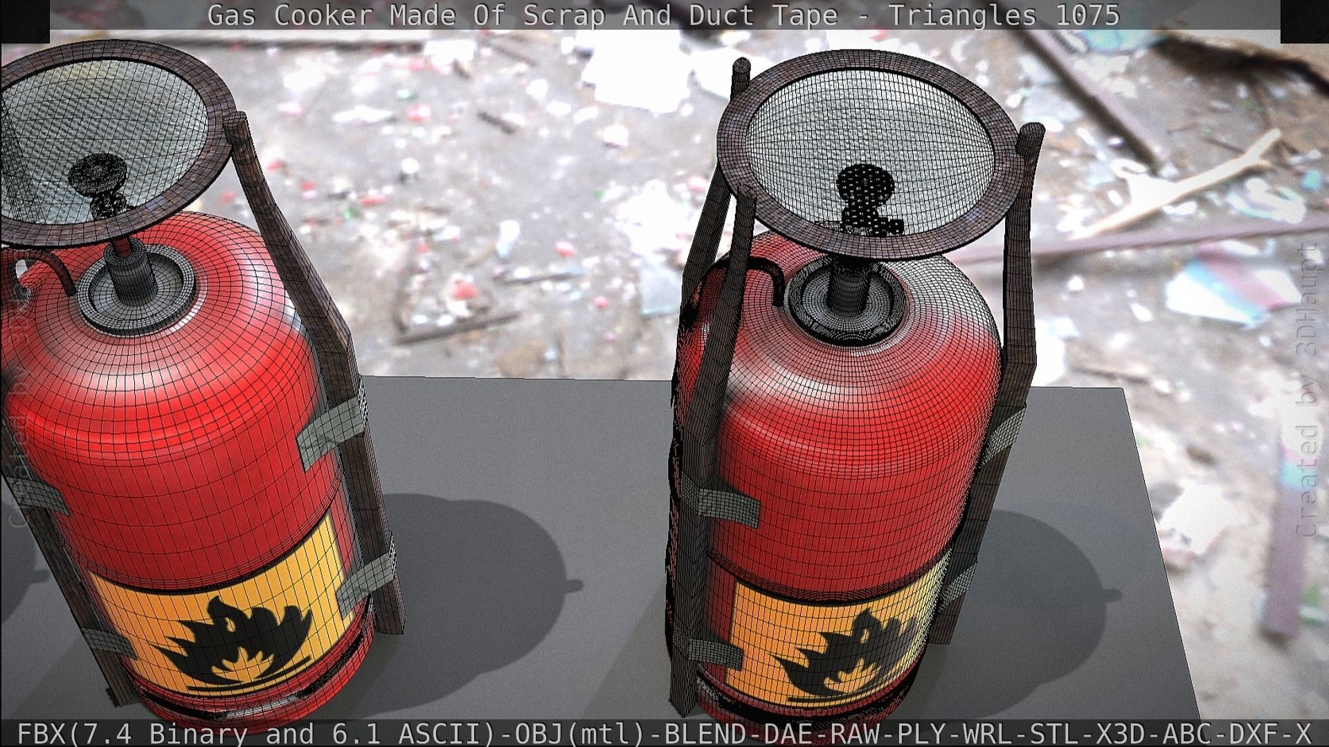 Gas Cooker Made Of Scrap And Duct Tape Low-poly 3D model_77