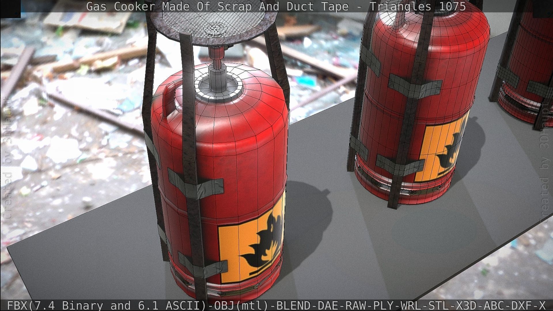 Gas Cooker Made Of Scrap And Duct Tape Low-poly 3D model_71