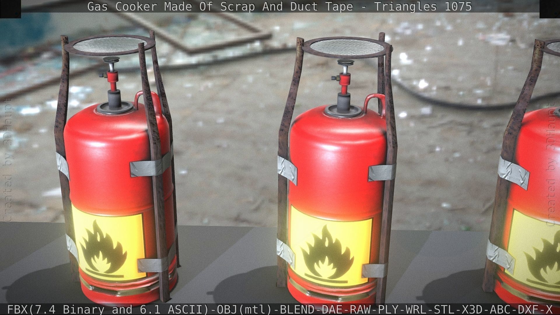 Gas Cooker Made Of Scrap And Duct Tape Low-poly 3D model_49