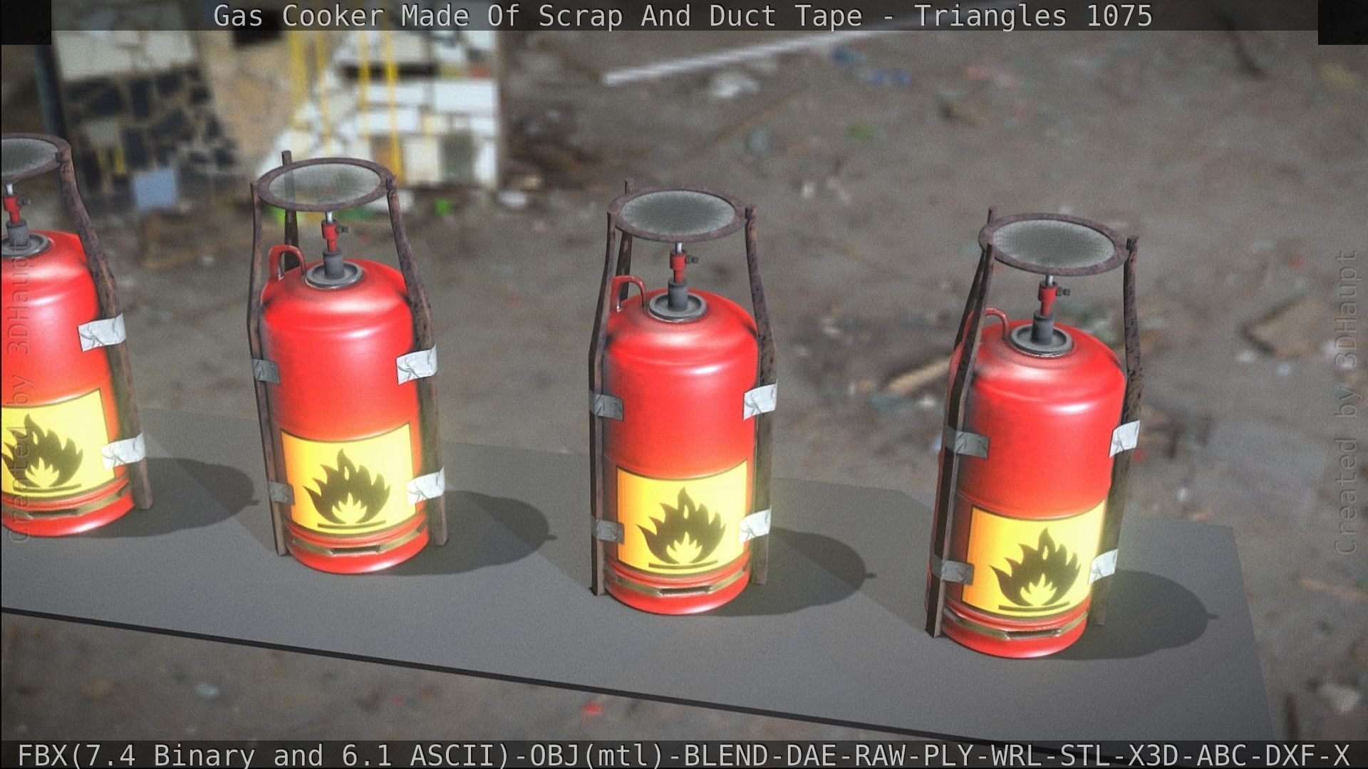 Gas Cooker Made Of Scrap And Duct Tape Low-poly 3D model_172