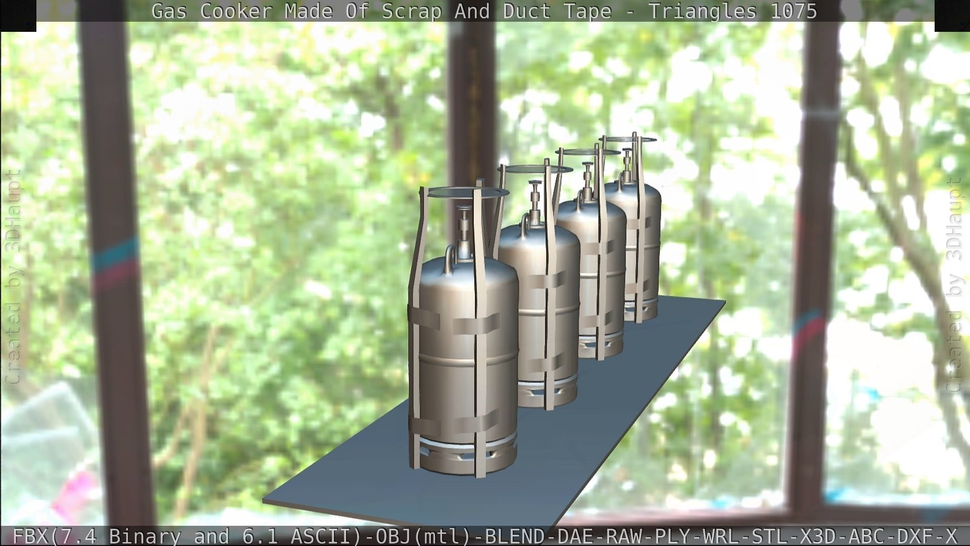 Gas Cooker Made Of Scrap And Duct Tape Low-poly 3D model_97