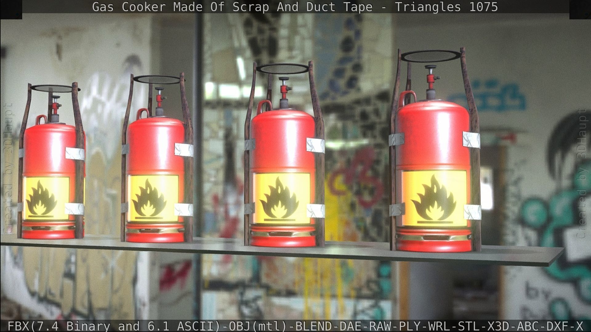 Gas Cooker Made Of Scrap And Duct Tape Low-poly 3D model_175