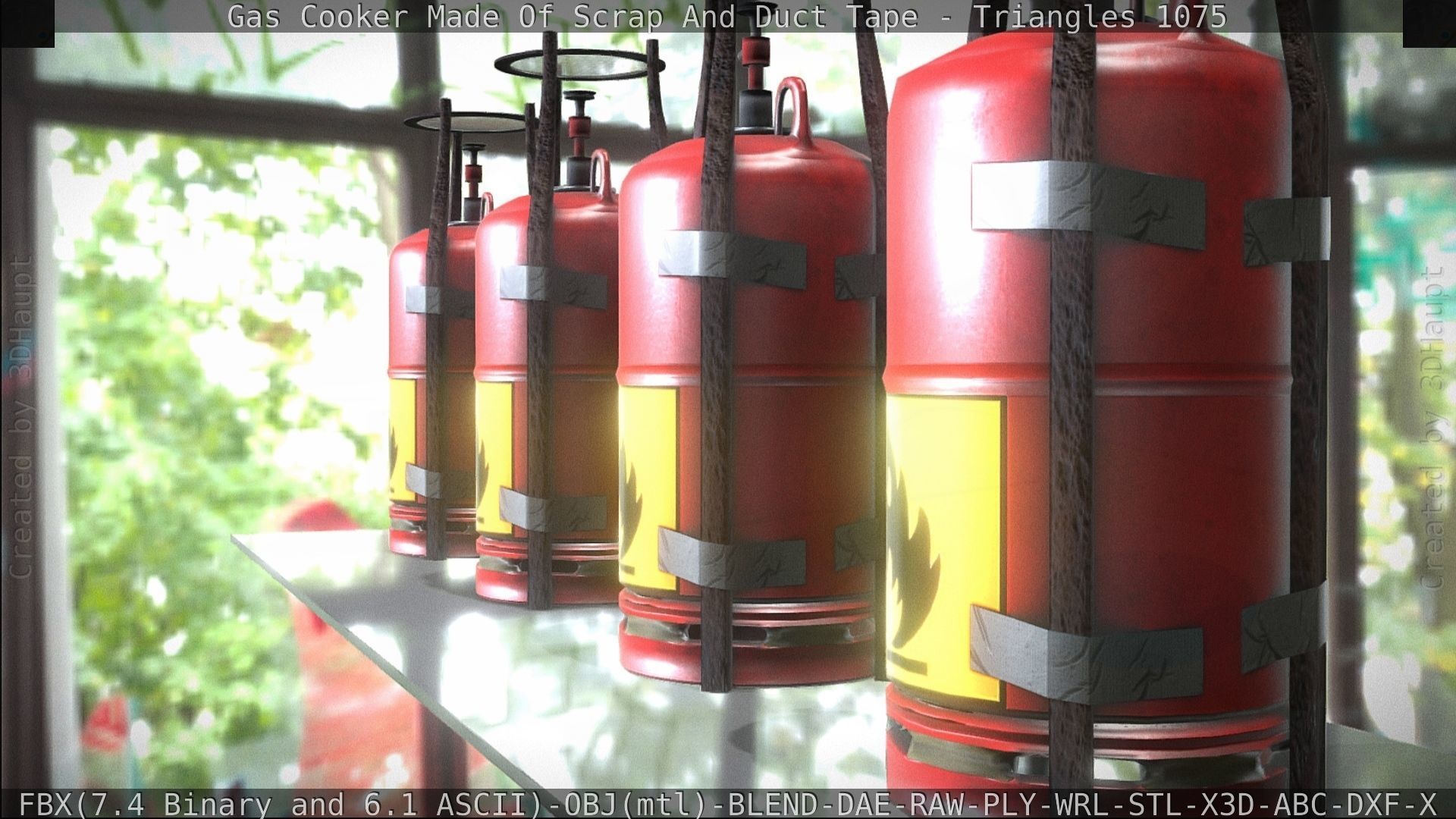 Gas Cooker Made Of Scrap And Duct Tape Low-poly 3D model_130