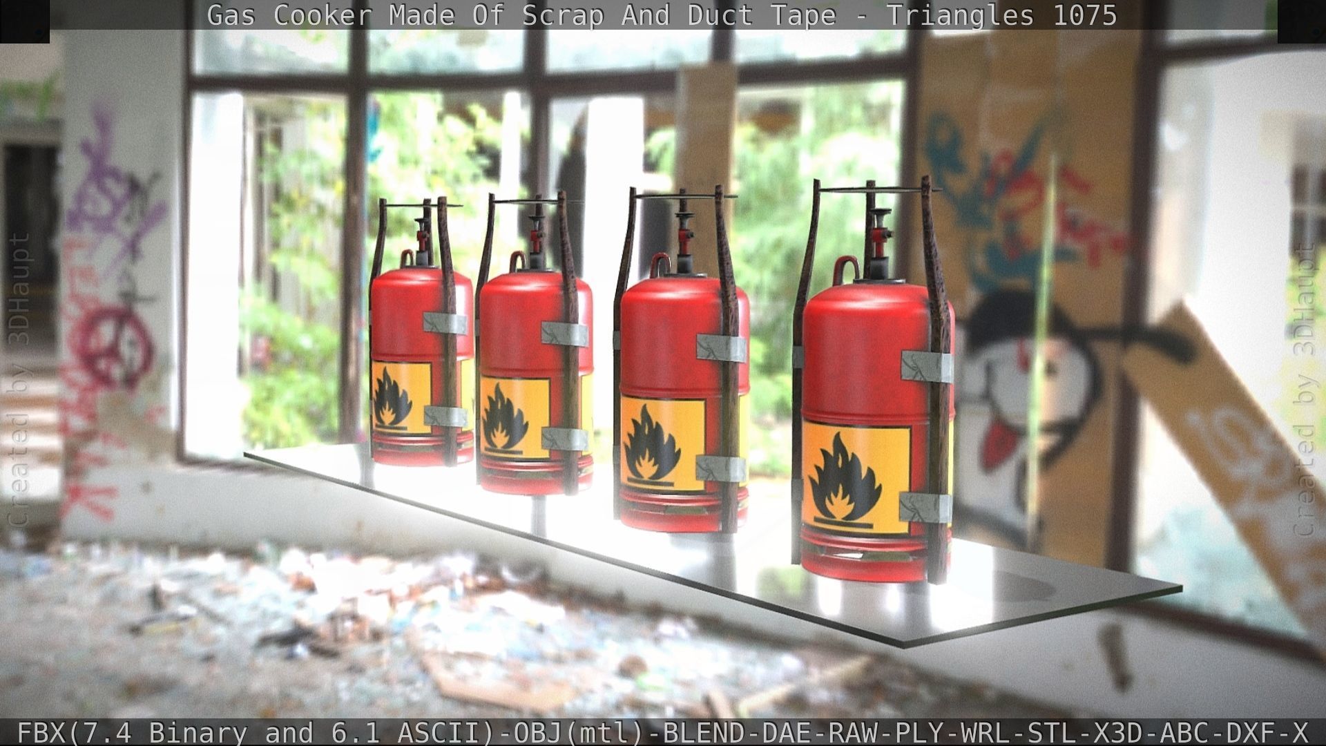 Gas Cooker Made Of Scrap And Duct Tape Low-poly 3D model_15