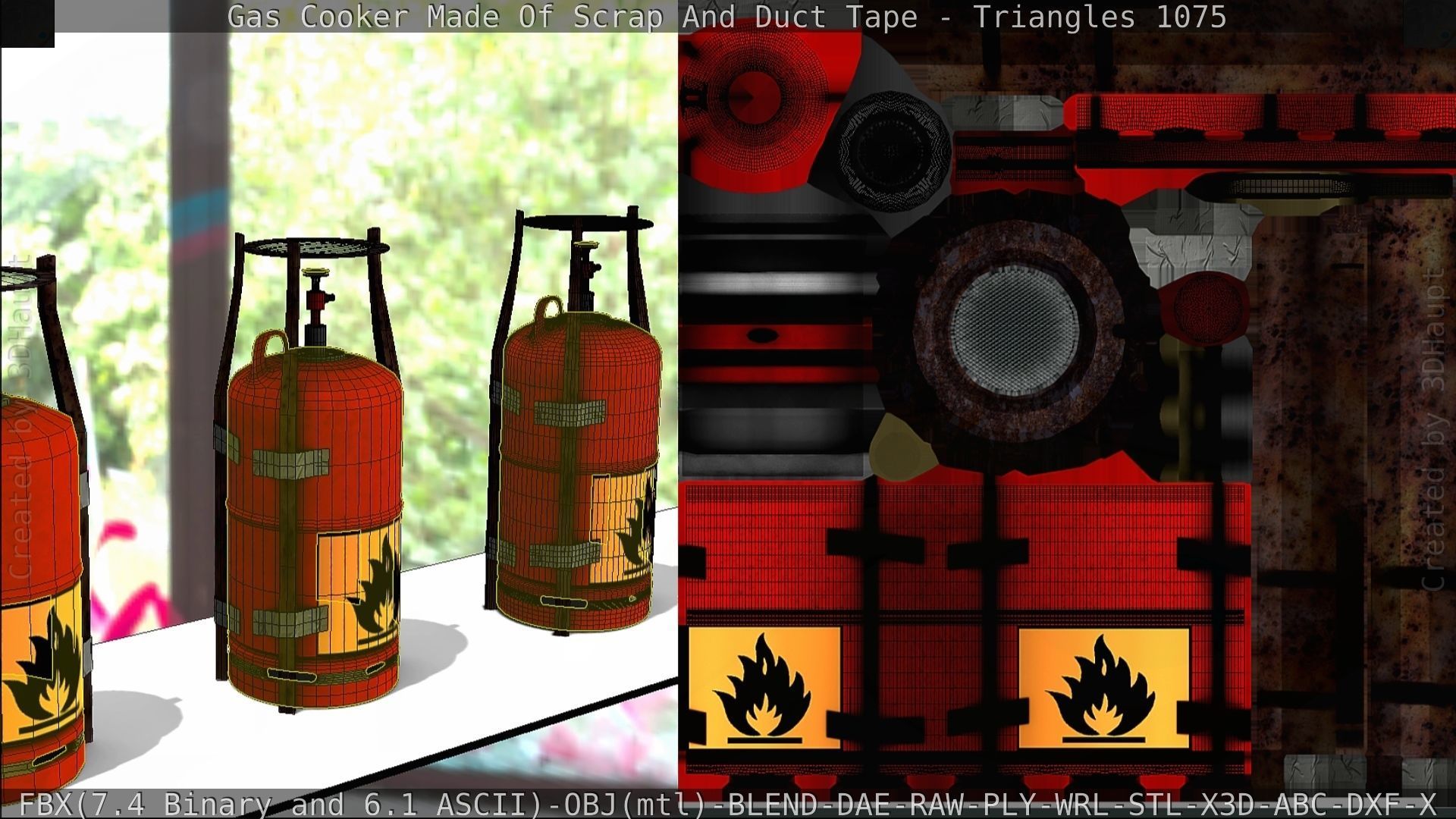 Gas Cooker Made Of Scrap And Duct Tape Low-poly 3D model_95