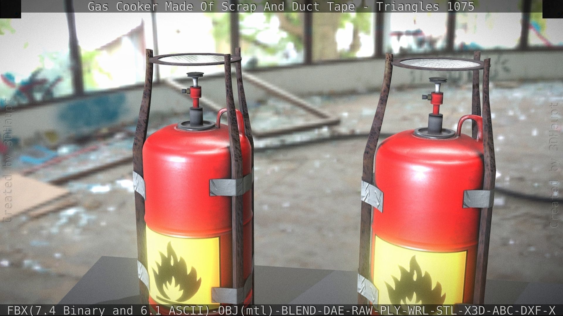 Gas Cooker Made Of Scrap And Duct Tape Low-poly 3D model_44