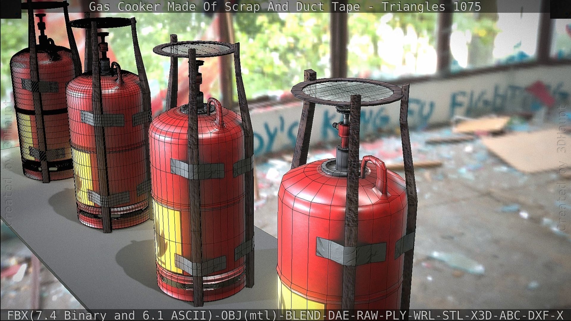 Gas Cooker Made Of Scrap And Duct Tape Low-poly 3D model_65