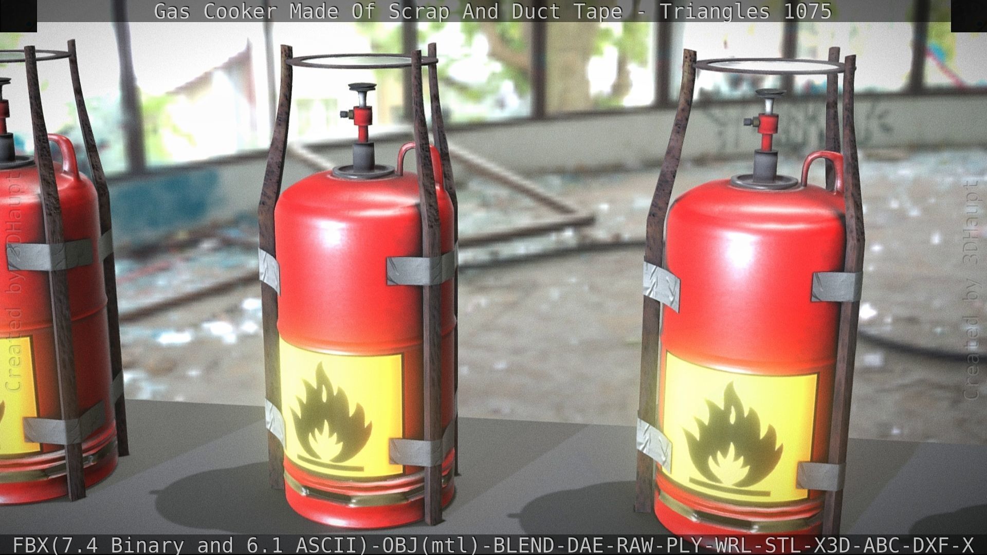 Gas Cooker Made Of Scrap And Duct Tape Low-poly 3D model_47