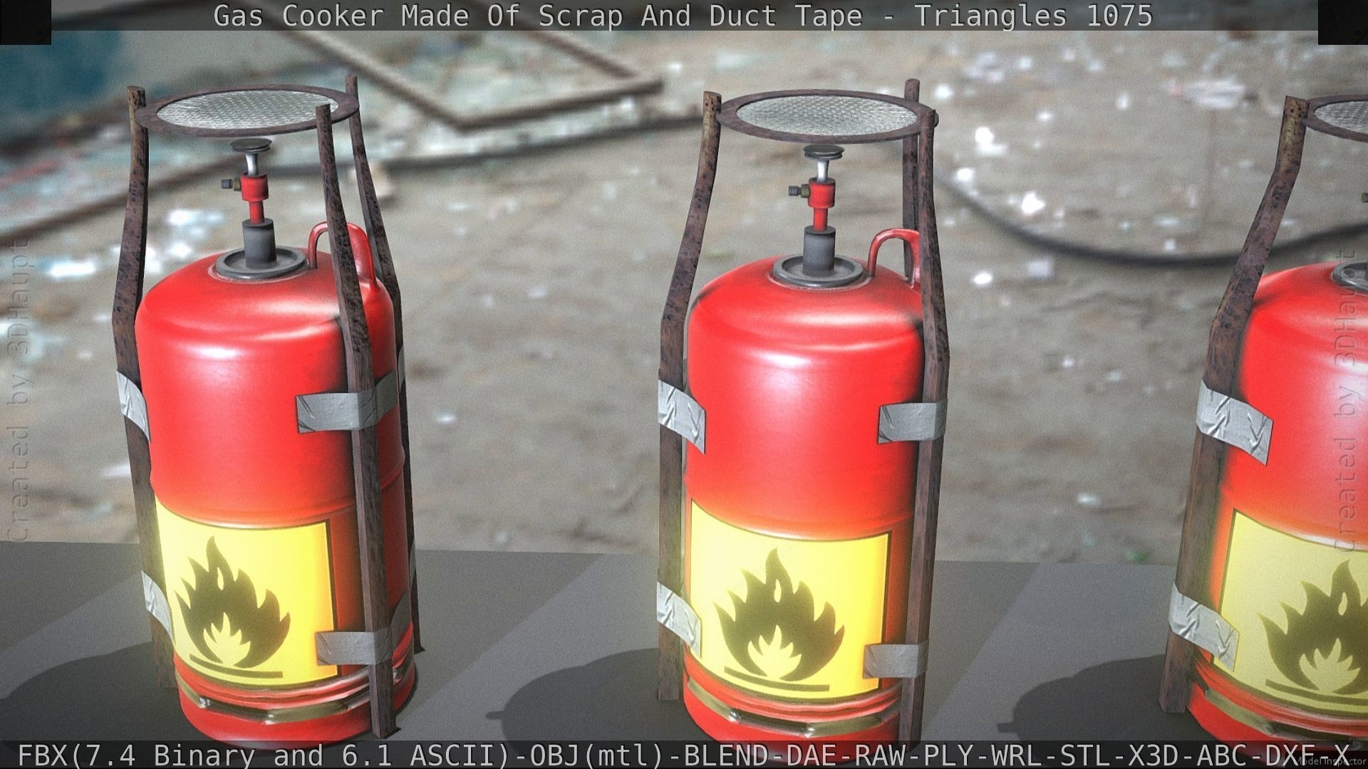 Gas Cooker Made Of Scrap And Duct Tape Low-poly 3D model_52