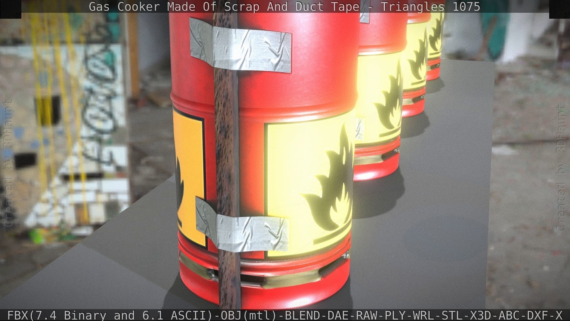 Gas Cooker Made Of Scrap And Duct Tape Low-poly 3D model_36