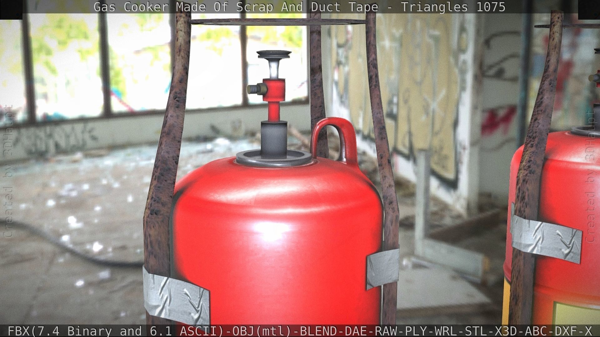 Gas Cooker Made Of Scrap And Duct Tape Low-poly 3D model_27