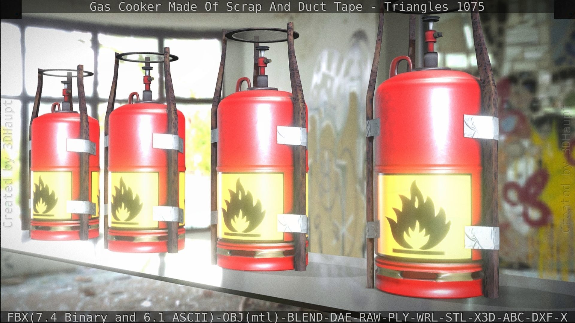 Gas Cooker Made Of Scrap And Duct Tape Low-poly 3D model_147