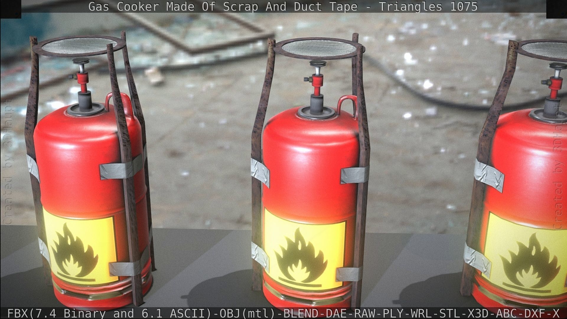 Gas Cooker Made Of Scrap And Duct Tape Low-poly 3D model_54