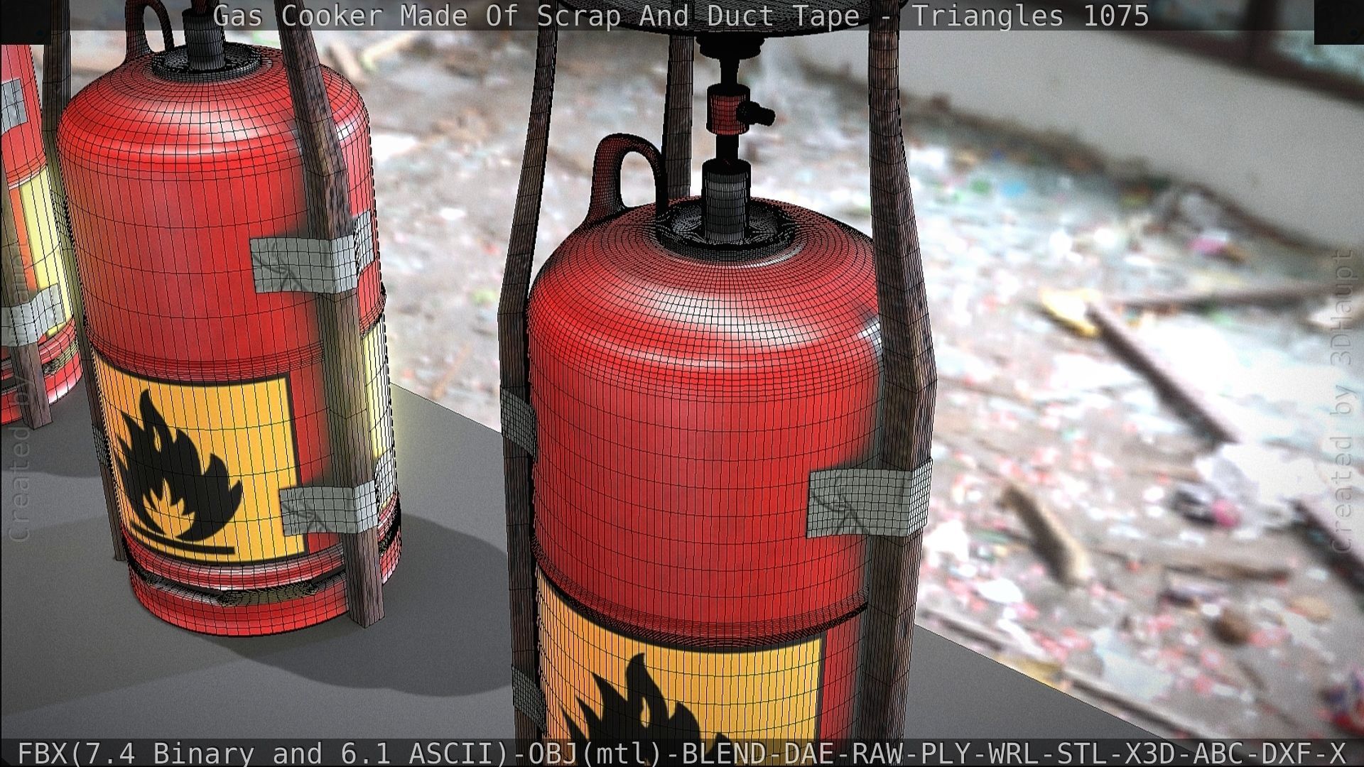 Gas Cooker Made Of Scrap And Duct Tape Low-poly 3D model_79
