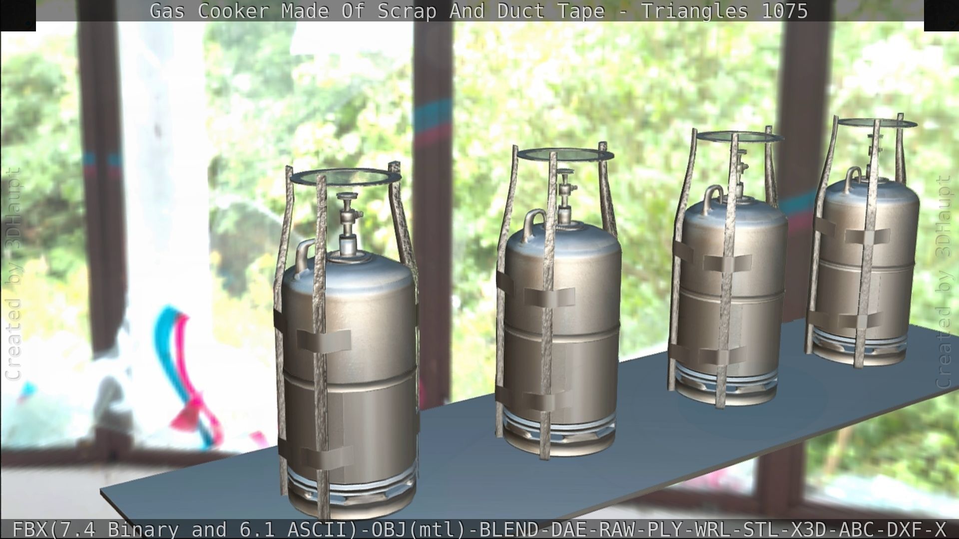 Gas Cooker Made Of Scrap And Duct Tape Low-poly 3D model_105