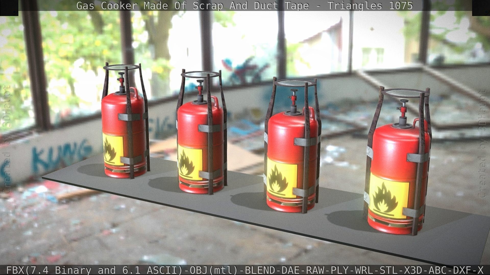 Gas Cooker Made Of Scrap And Duct Tape Low-poly 3D model_13