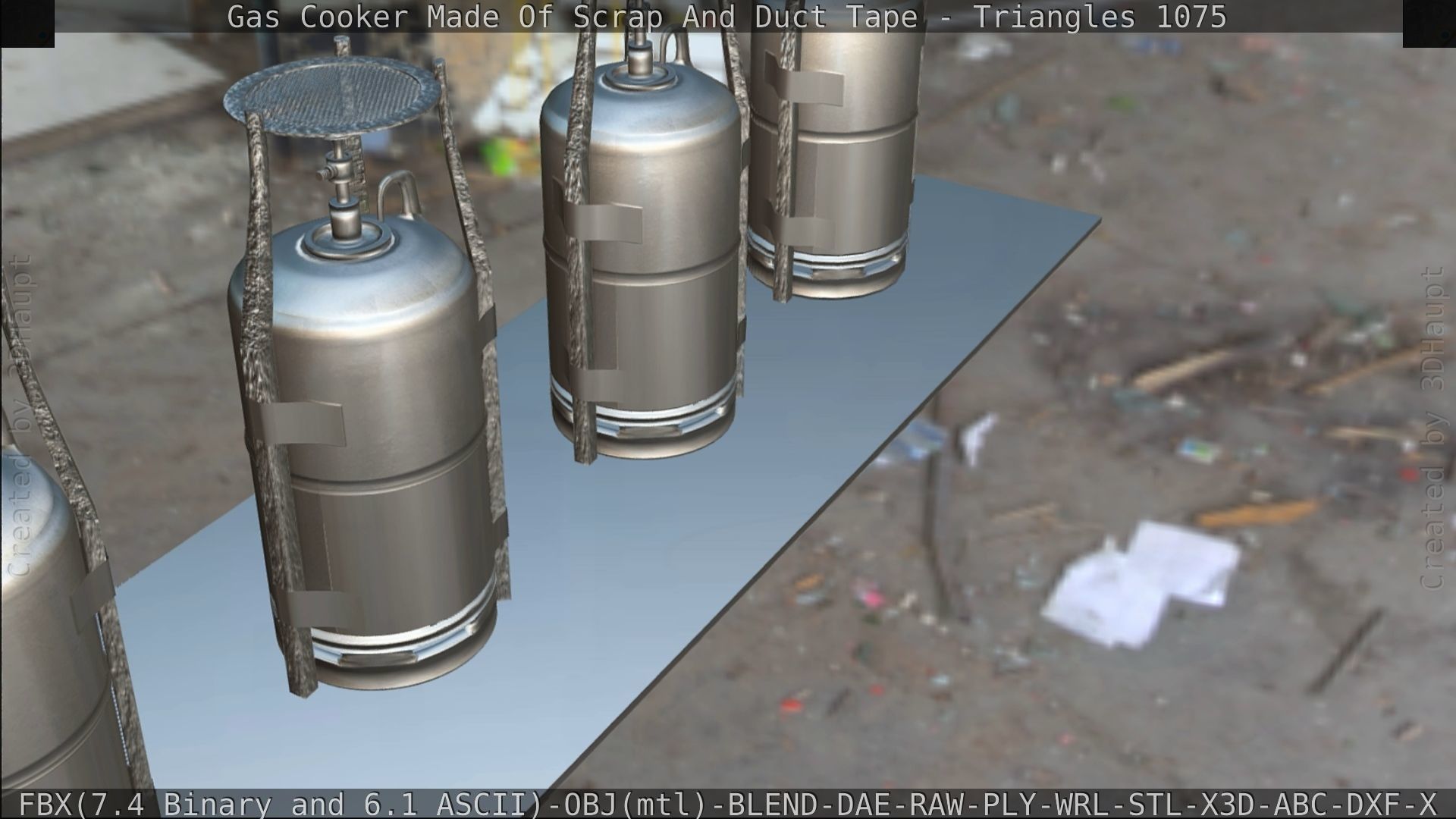 Gas Cooker Made Of Scrap And Duct Tape Low-poly 3D model_113