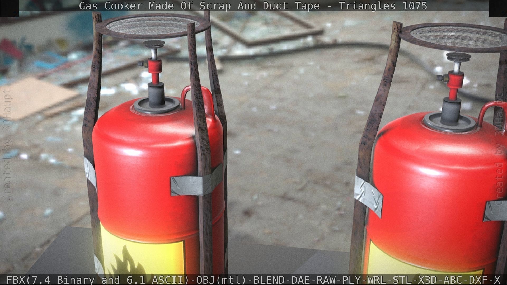 Gas Cooker Made Of Scrap And Duct Tape Low-poly 3D model_43
