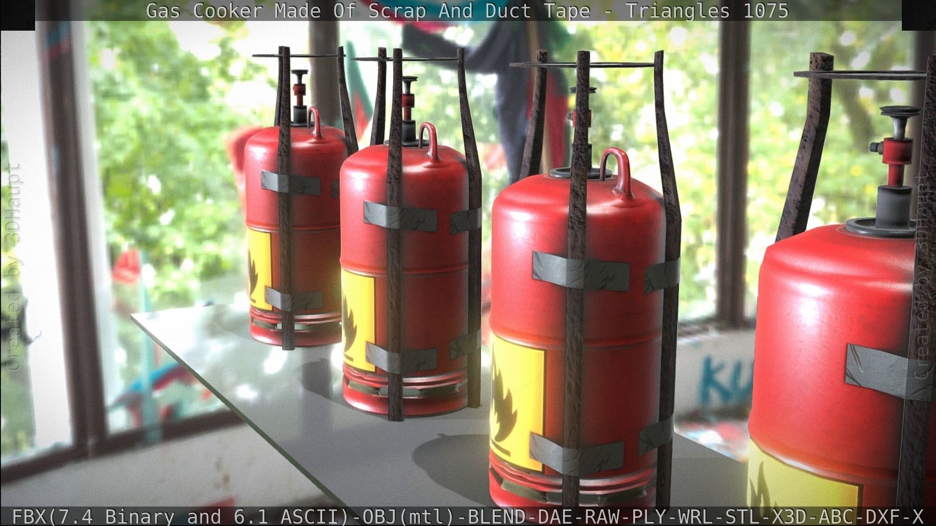 Gas Cooker Made Of Scrap And Duct Tape Low-poly 3D model_127