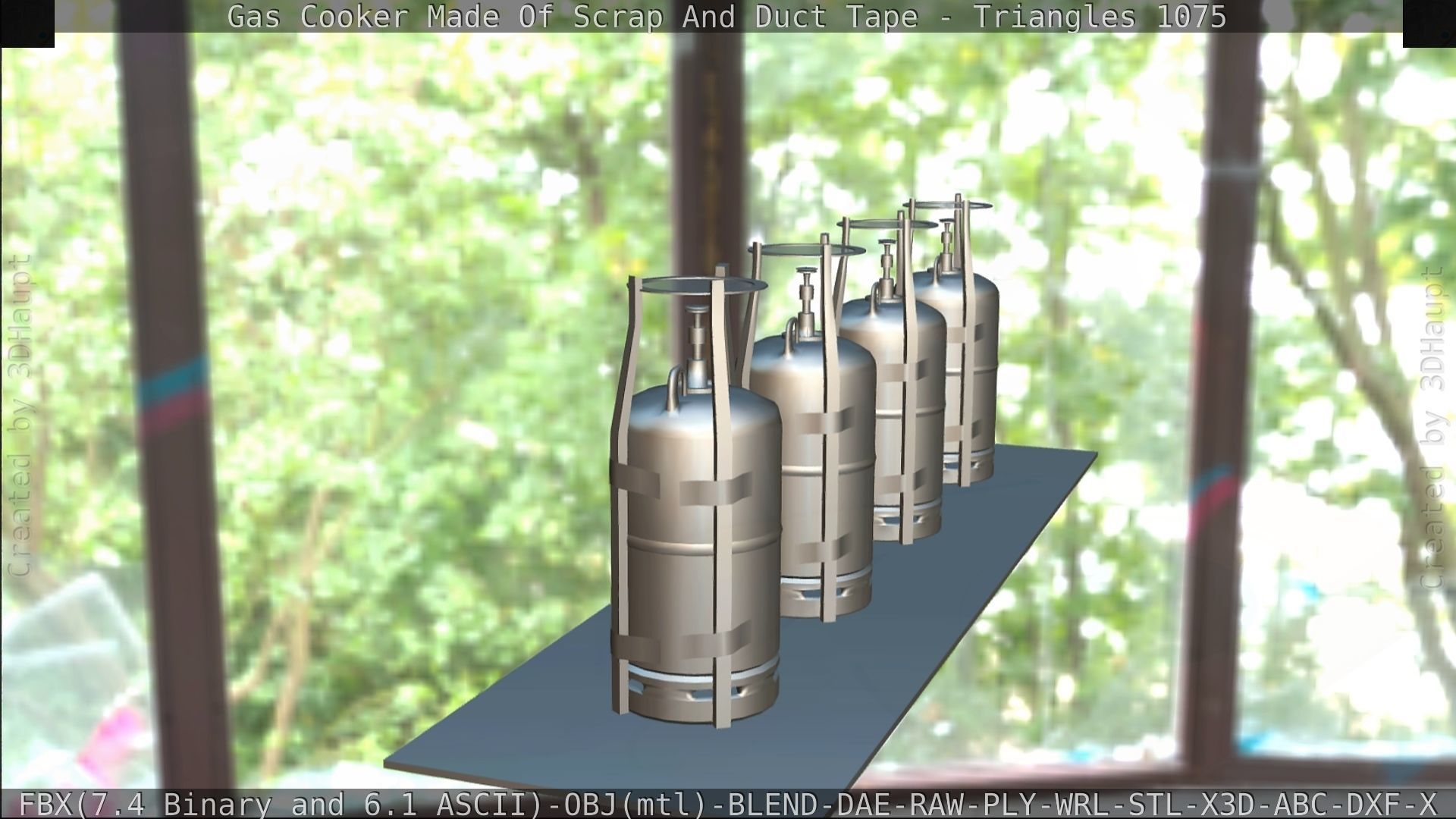 Gas Cooker Made Of Scrap And Duct Tape Low-poly 3D model_99