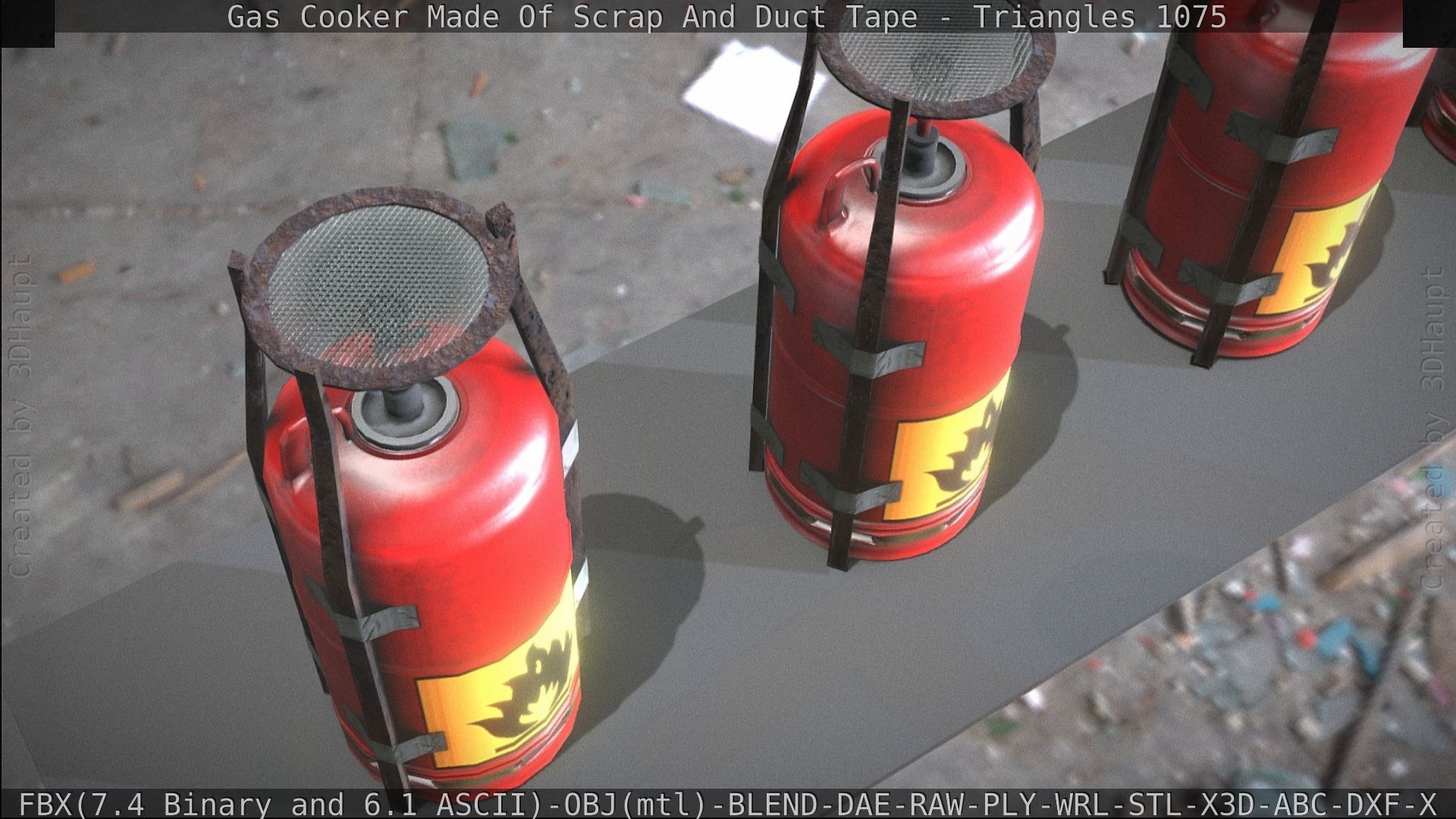 Gas Cooker Made Of Scrap And Duct Tape Low-poly 3D model_170