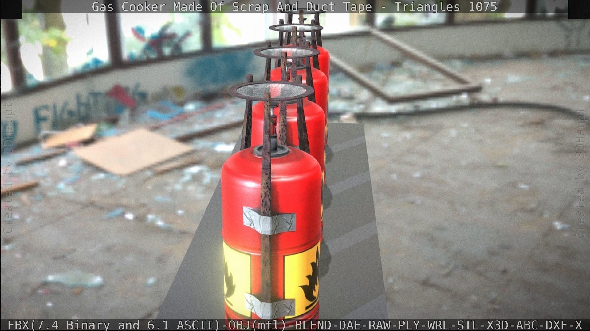 Gas Cooker Made Of Scrap And Duct Tape Low-poly 3D model_145