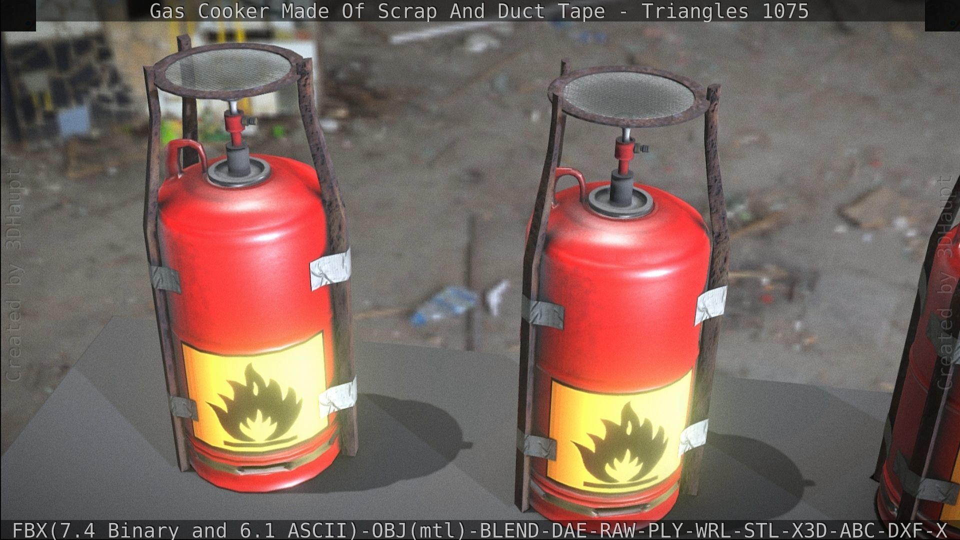 Gas Cooker Made Of Scrap And Duct Tape Low-poly 3D model_169